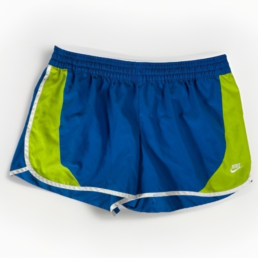 Nike Womens Blue Green Tempo Running Shorts Size‎ L Lightweight Athletic Gym